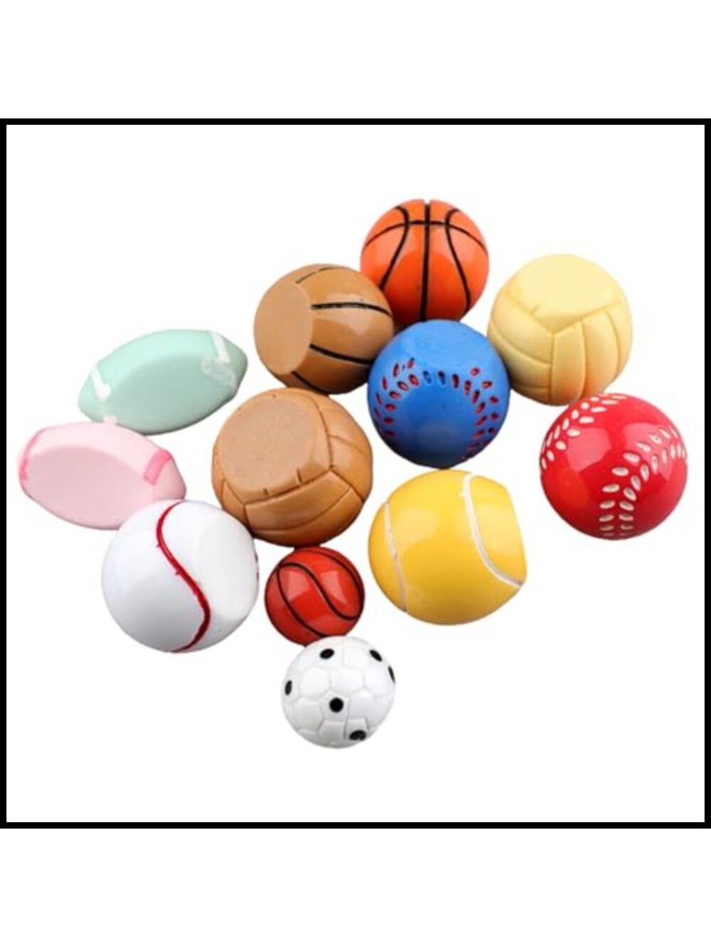 Mini Resin Sports Balls 12 Pc Figurines Dollhouse Accessories
